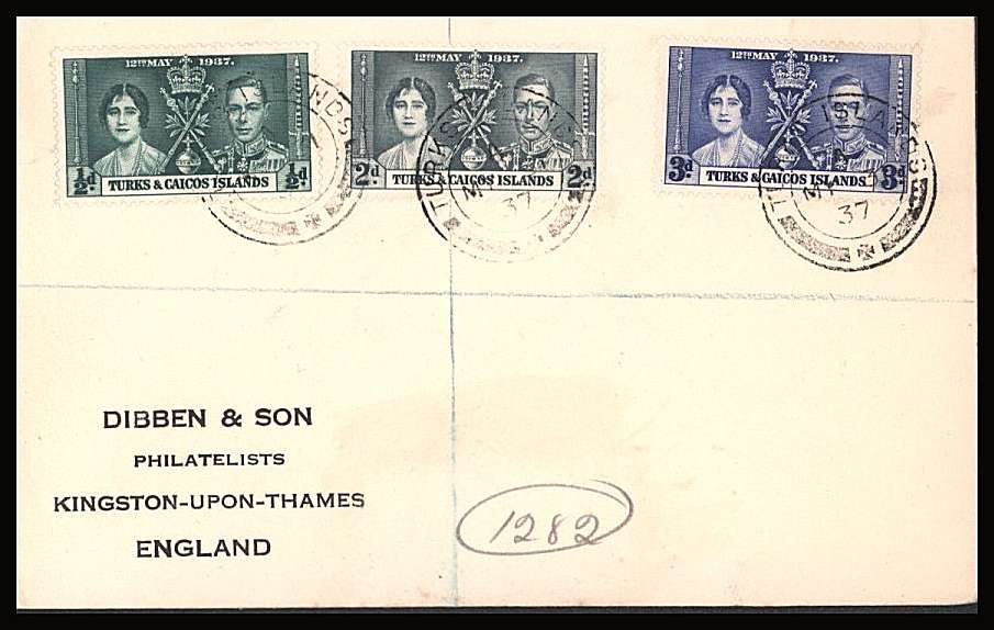 The Coronation set of three on a DIBBEN printed address small neat registered  Cover