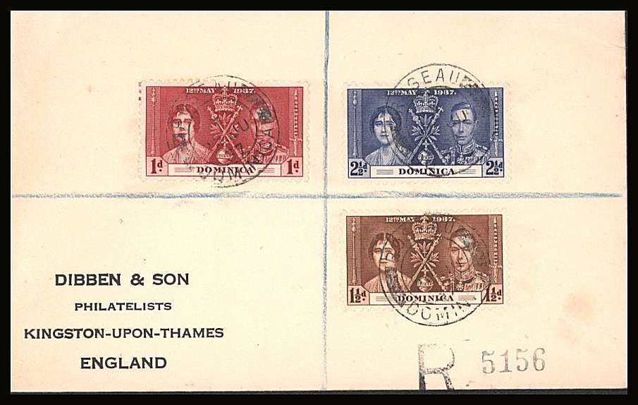 The Coronation set of three on a DIBBEN printed address small neat registered  Cover