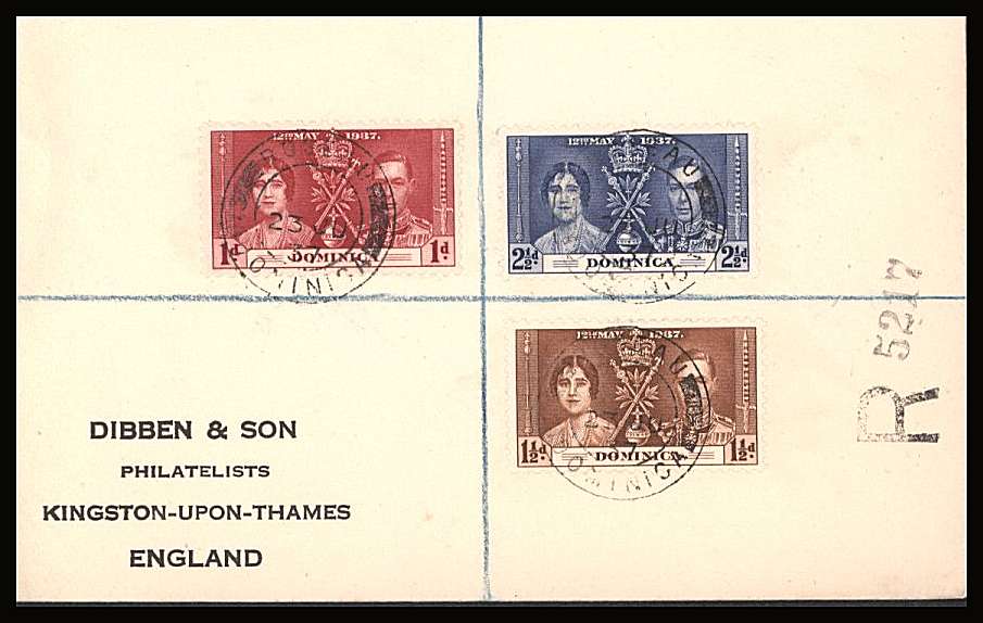 The Coronation set of three on a DIBBEN printed address small neat registered  Cover