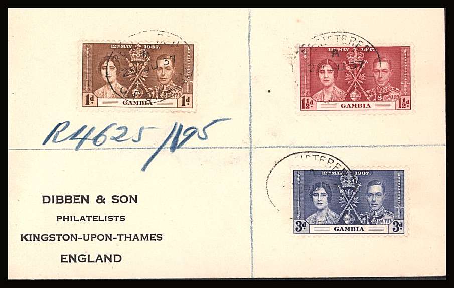 The Coronation set of three on a DIBBEN printed address small neat registered  Cover