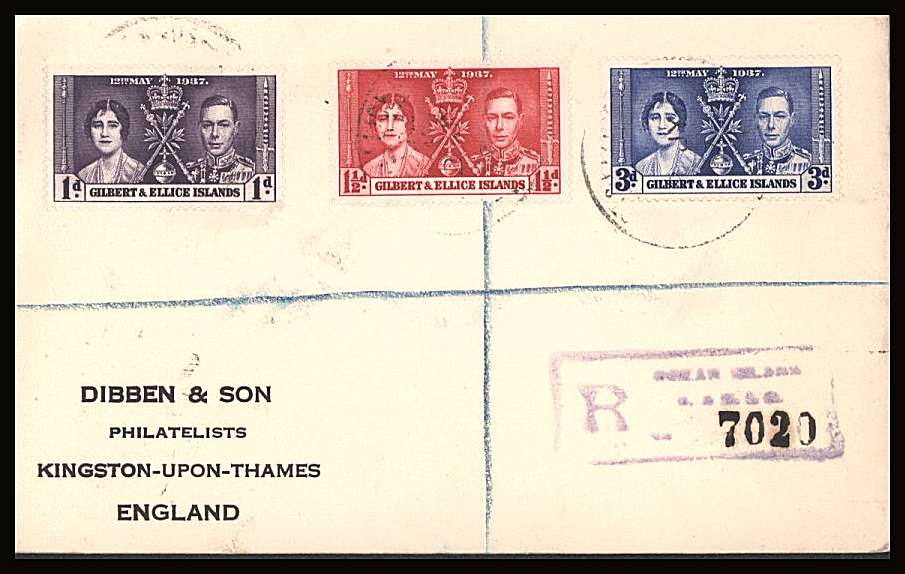 The Coronation set of three on a DIBBEN printed address small neat registered Cover