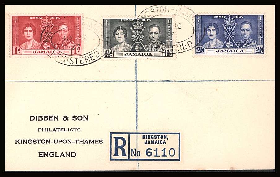 The Coronation set of three on a DIBBEN printed address small neat registered First Day Cover