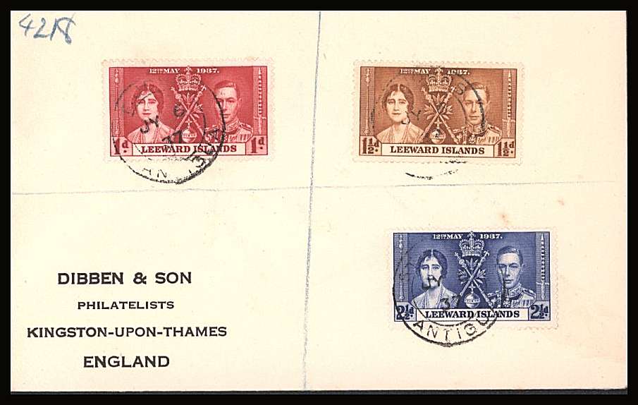 The Coronation set of three on a DIBBEN printed address small neat registered Cover