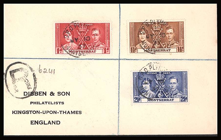 The Coronation set of three on a DIBBEN printed address small neat registered Cover