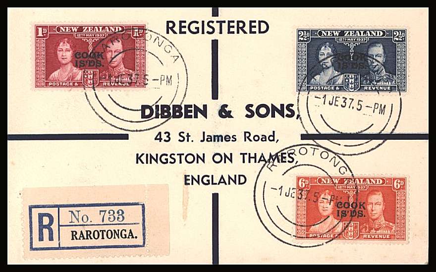 The Coronation set of three on a DIBBEN printed address small neat registered First Day Cover