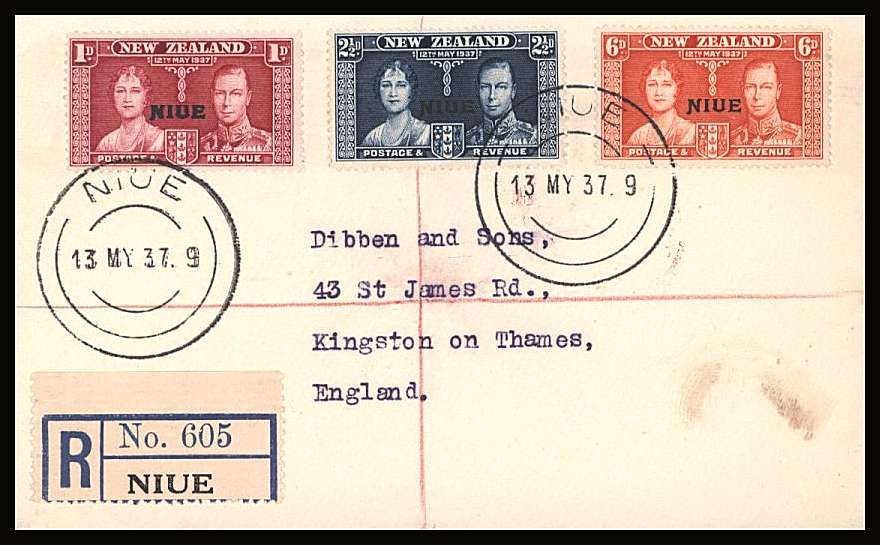 The Coronation set of three on a DIBBEN printed address small neat registered First Day Cover