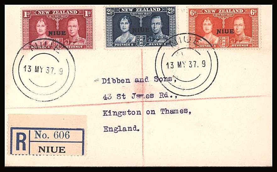 The Coronation set of three on a DIBBEN printed address small neat registered First Day Cover