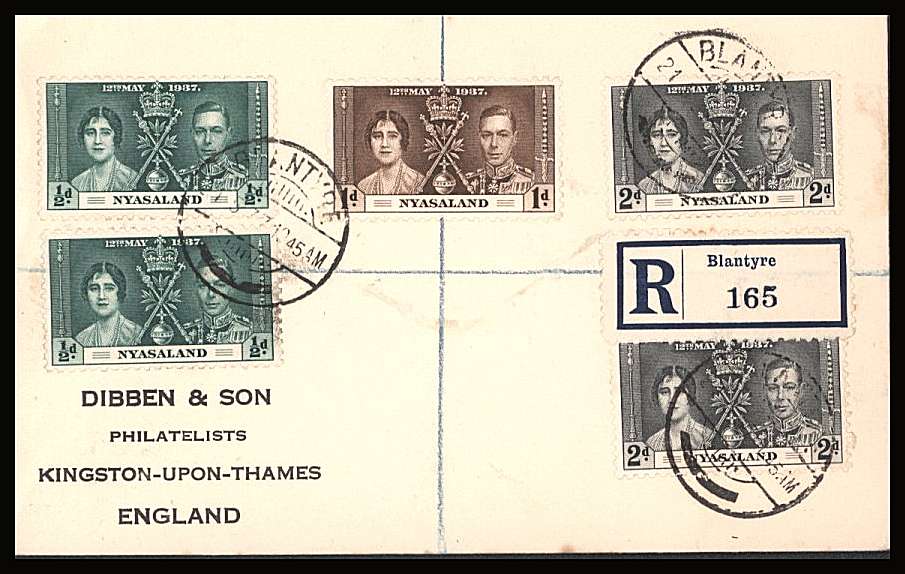 The Coronation set of three on a DIBBEN printed address small neat registered  Cover