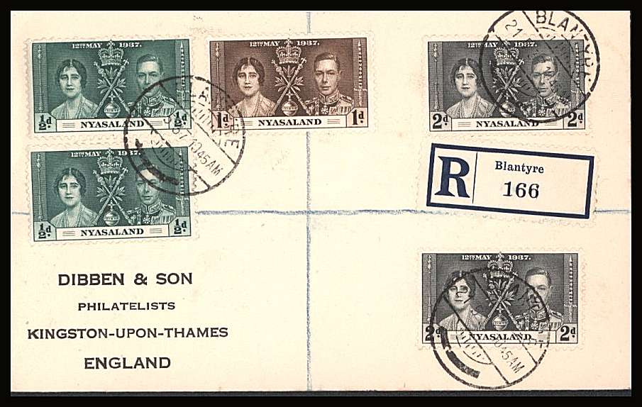 The Coronation set of three on a DIBBEN printed address small neat registered First Day Cover