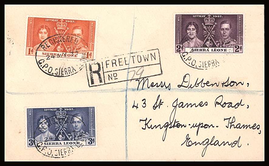 The Coronation set of three on a DIBBEN  small neat registered Cover