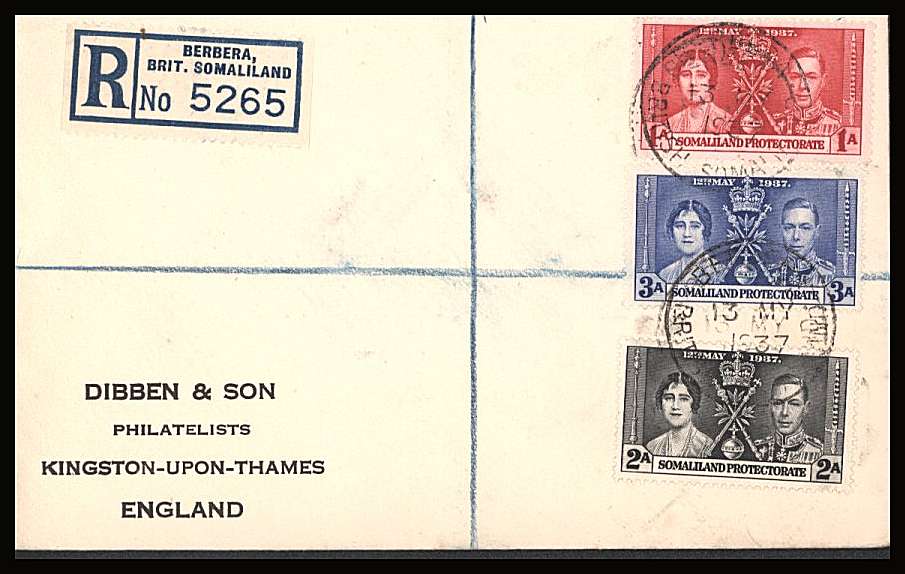 The Coronation set of three on a DIBBEN printed address small neat registered First Day Cover