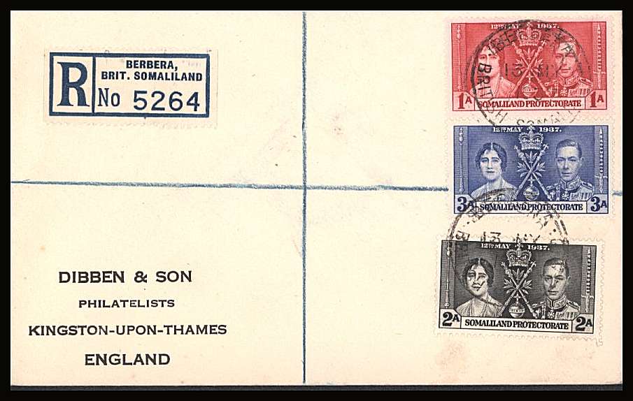 The Coronation set of three on a DIBBEN printed address small neat registered First Day Cover