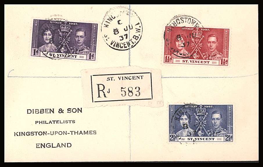 The Coronation set of three on a DIBBEN printed address small neat registered Cover