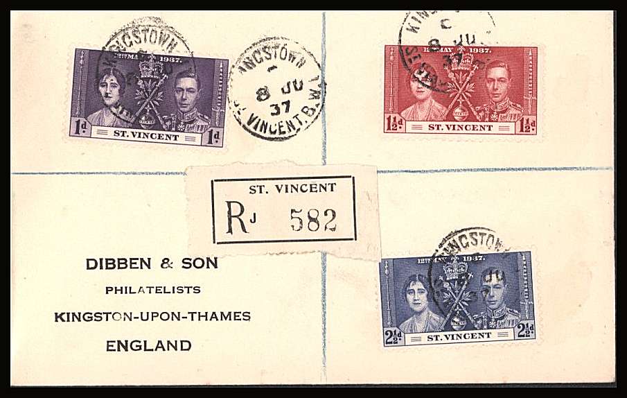 The Coronation set of three on a DIBBEN printed address small neat registered Cover