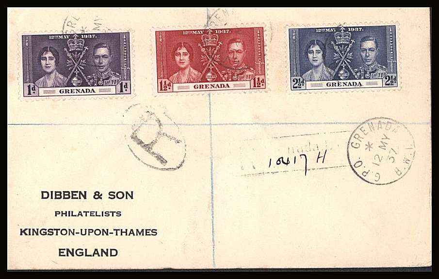 The Coronation set of three on a DIBBEN printed address small neat registered First Day Cover