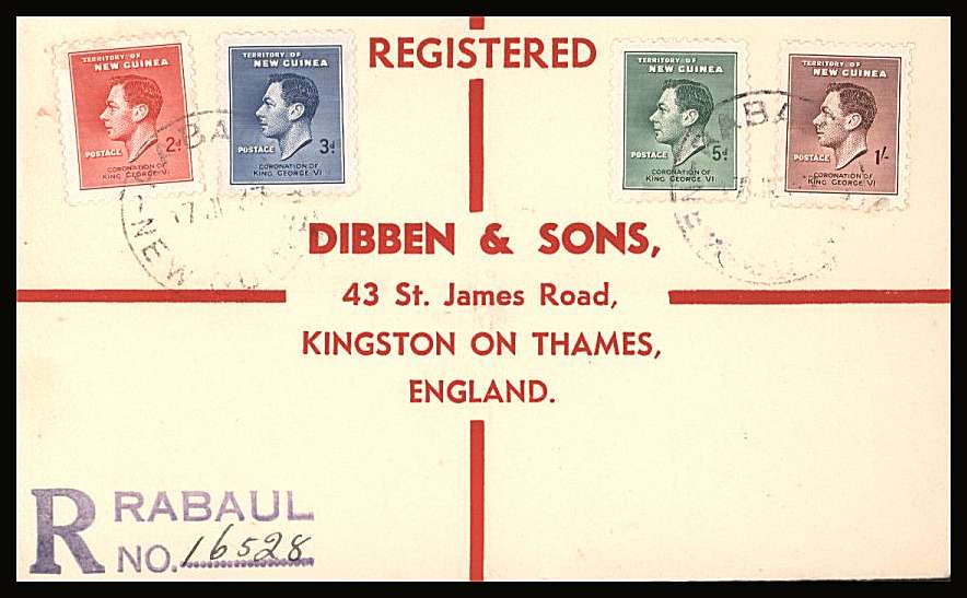 The Coronation set of four on a DIBBEN printed address small neat registered cover.