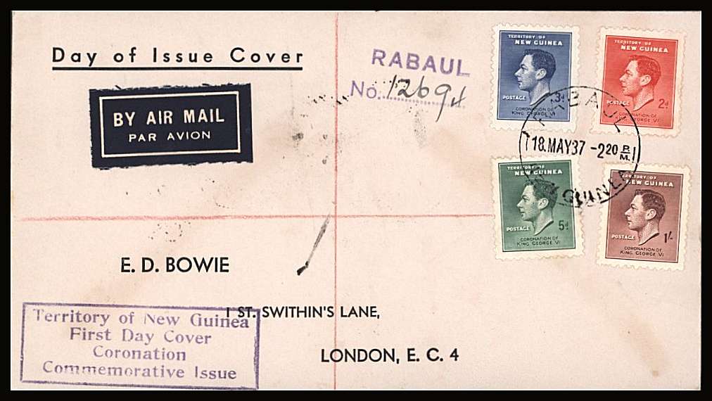 Coronation set of four<br/>
on a printed addressed REGISTERED First Day Cover.