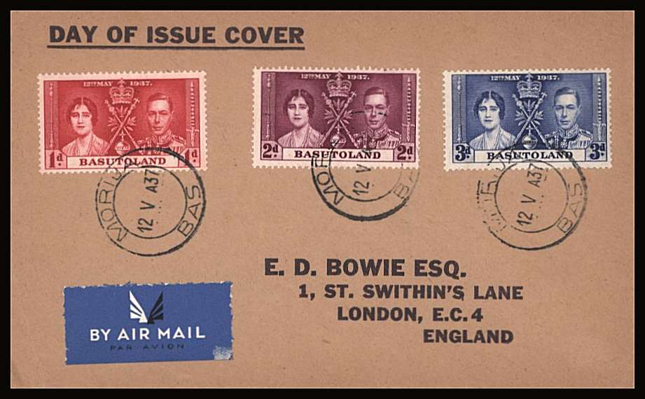 Coronation set of three on a printed address First Day Cover