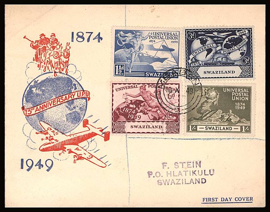 The Universal Postal Union set of four on an illustrated First Day Cover.