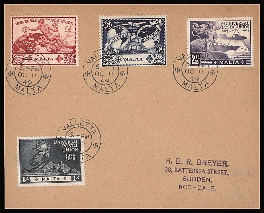 The Universal Postal Union set of four on a plain First Day Cover.