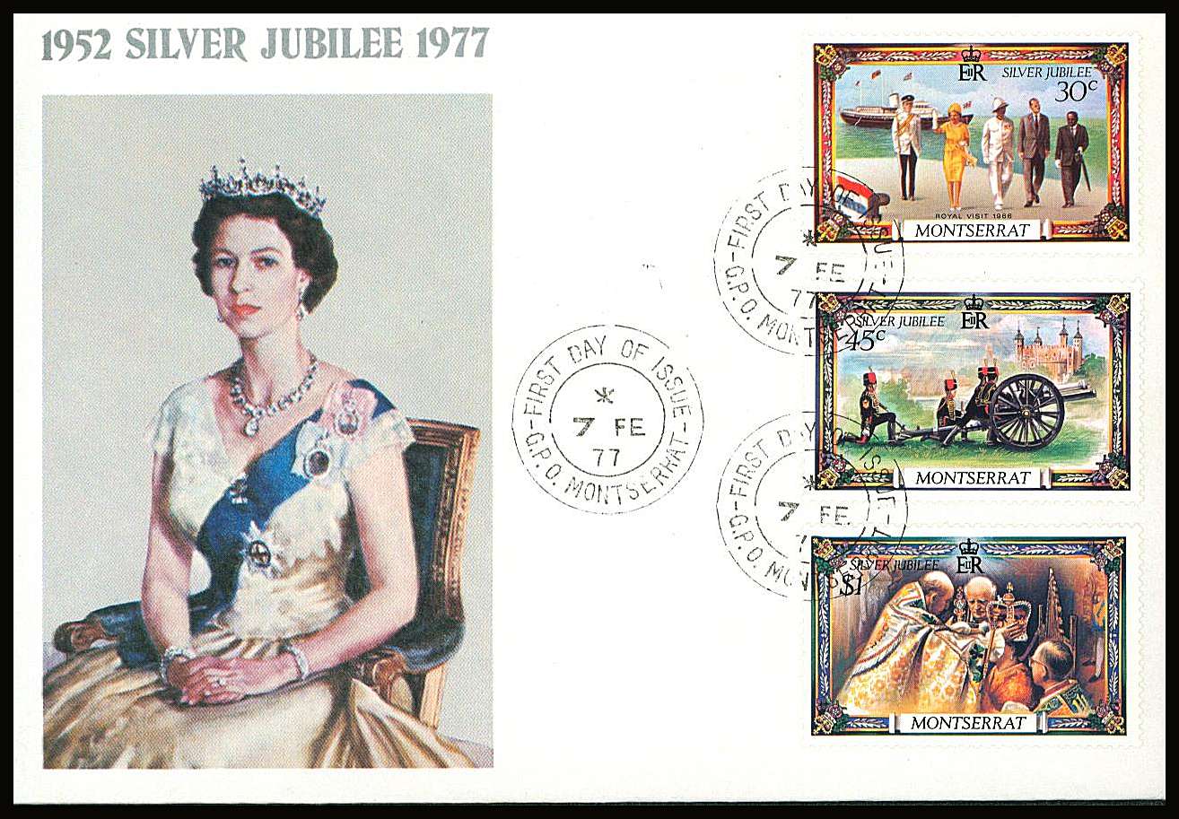 The Silver Jubilee set of three on a small neat colour First Day Cover