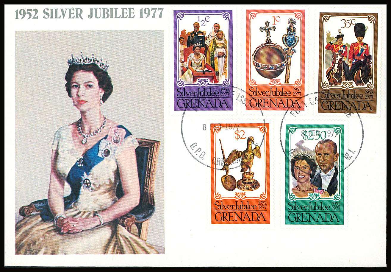 The Silver Jubilee set of five on a small neat colour First Day Cover