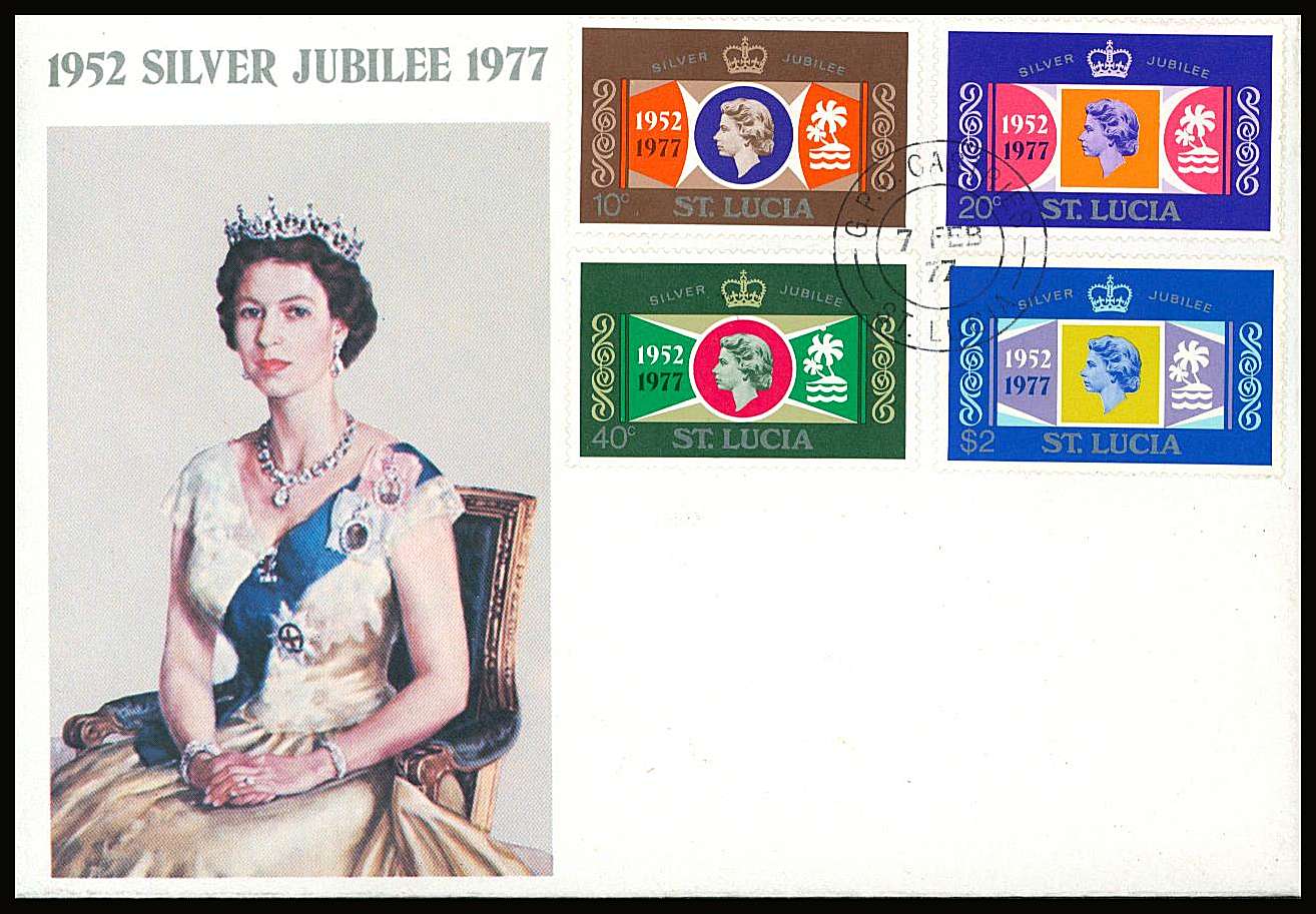 The Silver Jubilee set of three on a small neat colour First Day Cover