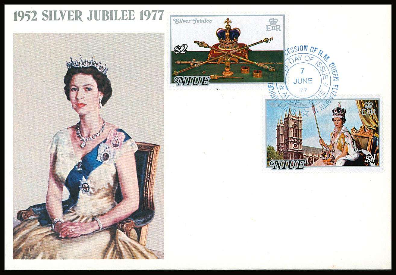 The Silver Jubilee set of three on a small neat colour First Day Cover