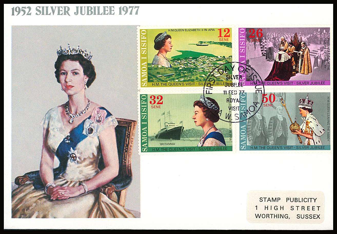 The Silver Jubilee set of three on a small neat colour First Day Cover