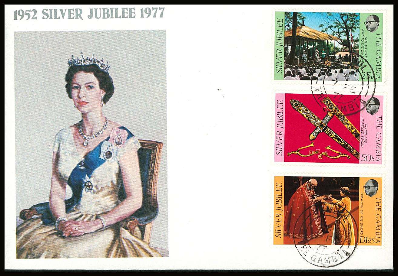 The Silver Jubilee set of three on a small neat colour First Day Cover