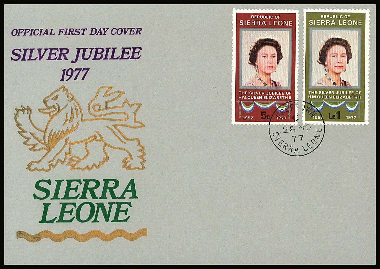 The Silver Jubilee set of two on a small neat colour First Day Cover