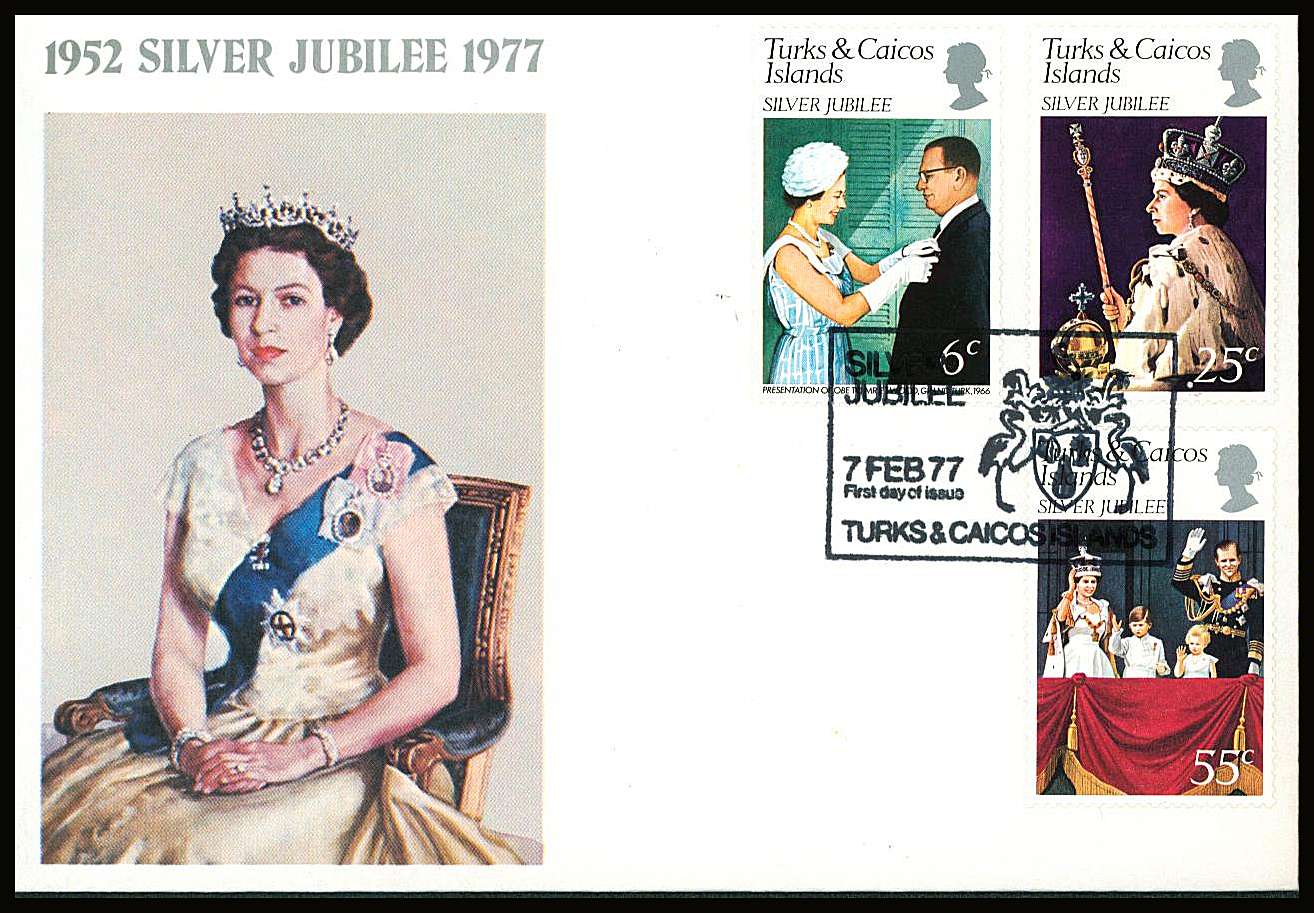 The Silver Jubilee set of three on a small neat colour First Day Cover