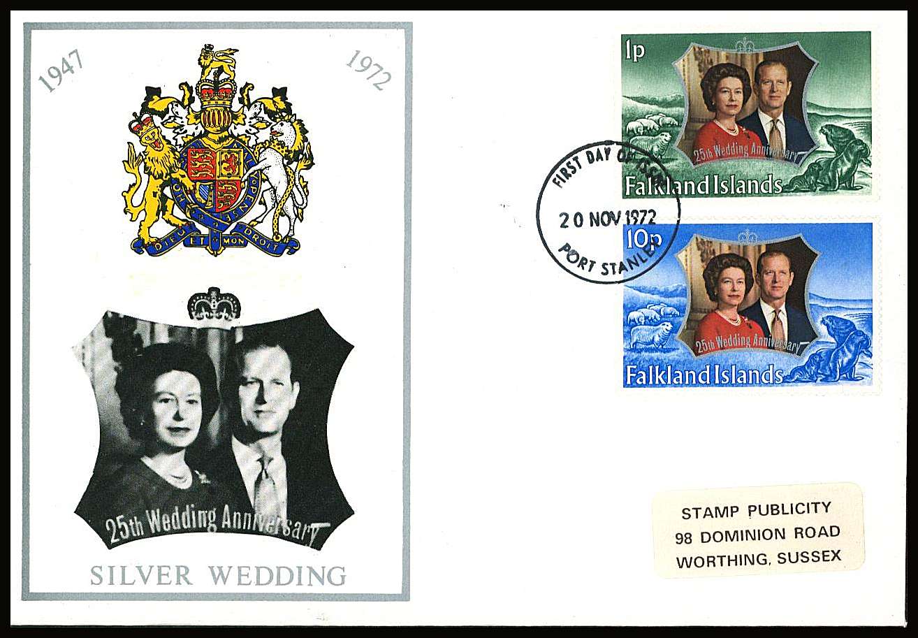 Royal Silver Wedding set of two on a small neat colour First Day Cover.