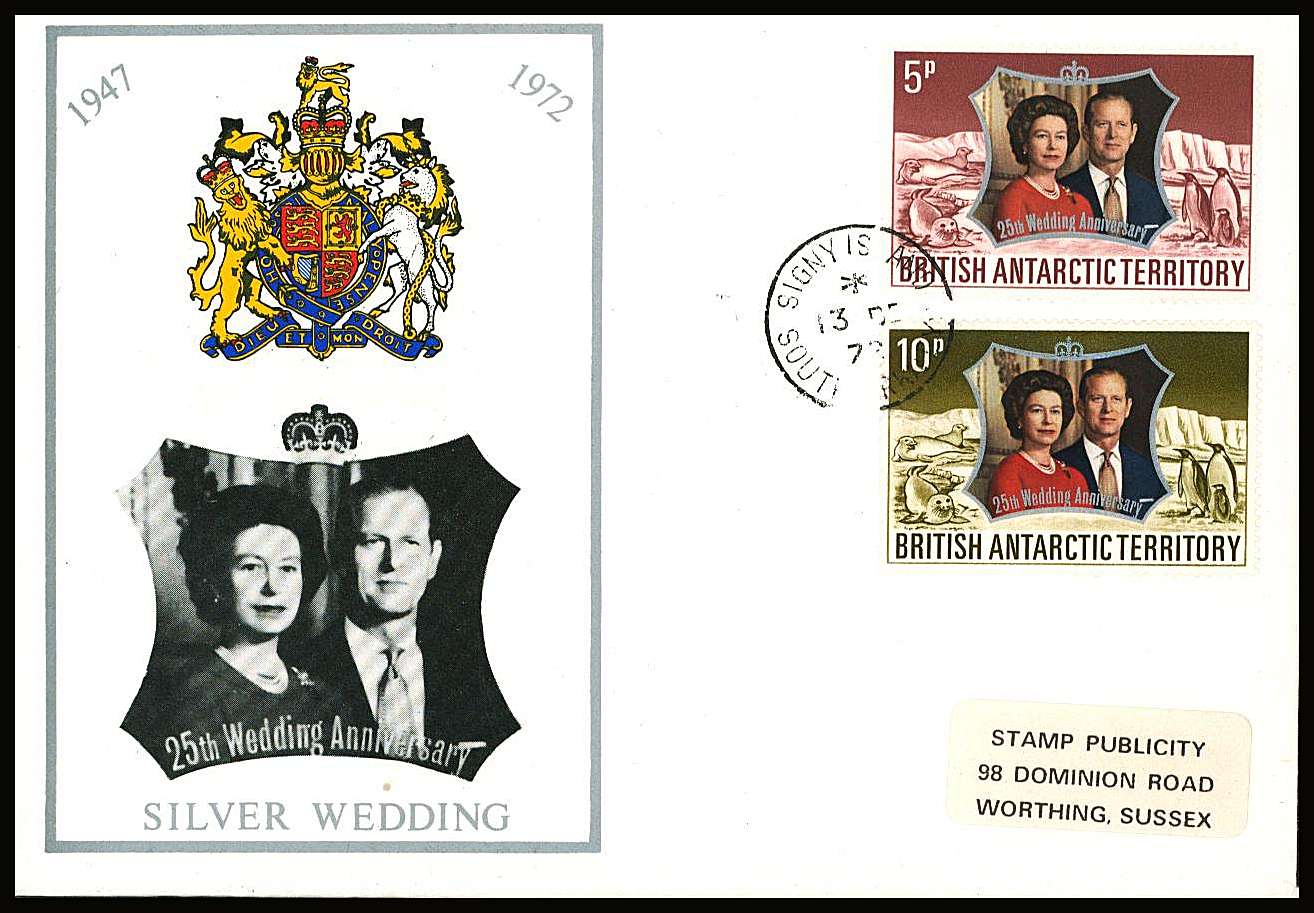 Royal Silver Wedding set of two on a small neat colour First Day Cover.