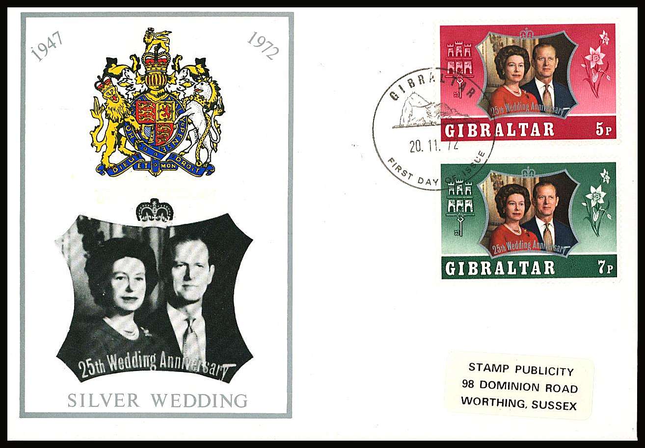 Royal Silver Wedding set of two on a small neat colour First Day Cover.