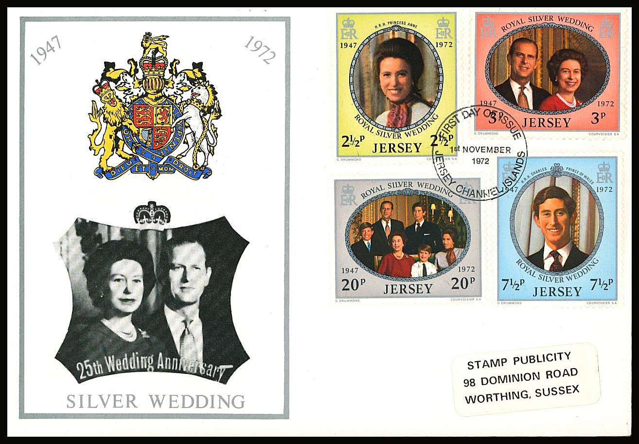 Royal Silver Wedding set of four on a small neat colour First Day Cover.