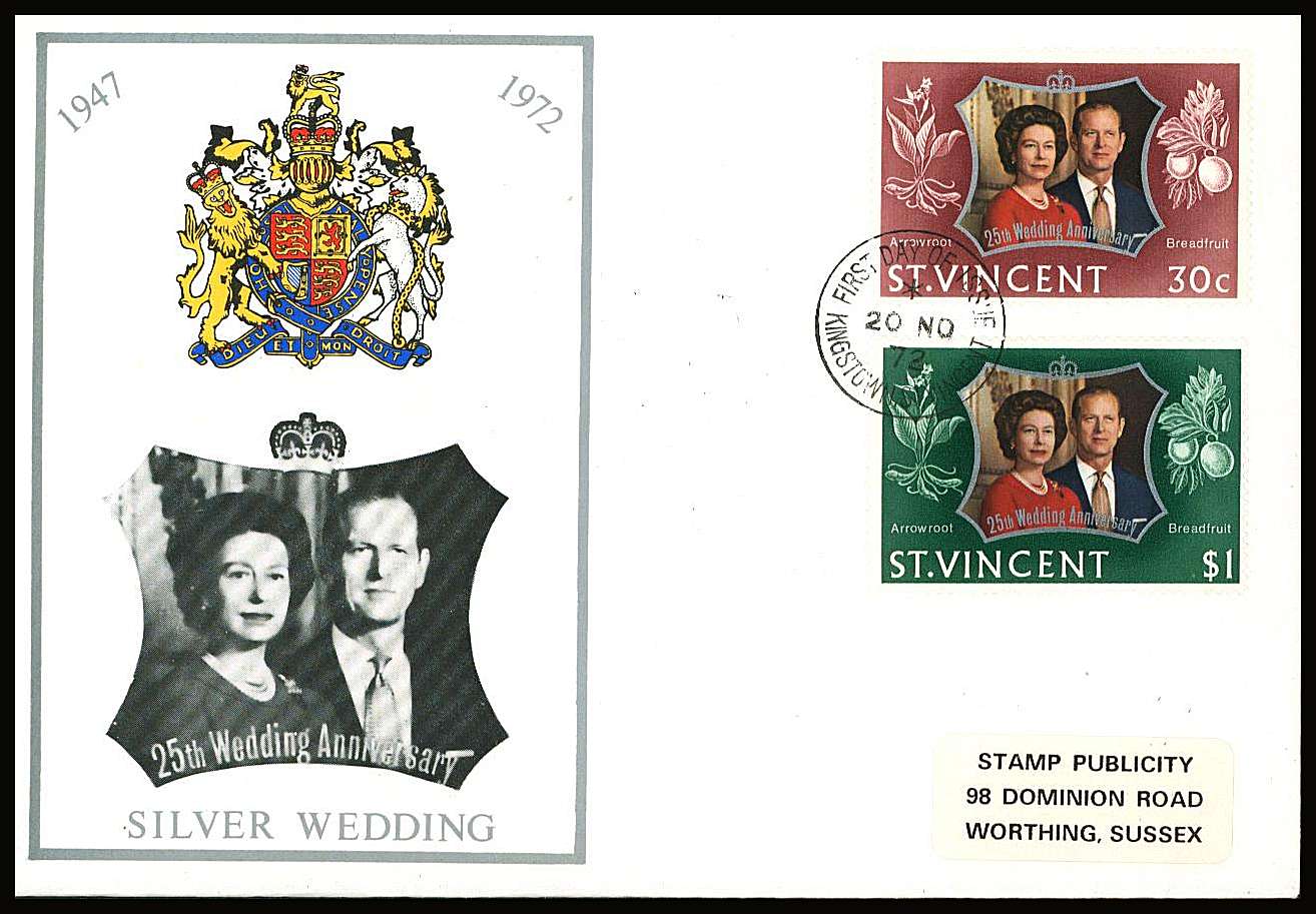 Royal Silver Wedding set of two on a small neat colour First Day Cover.