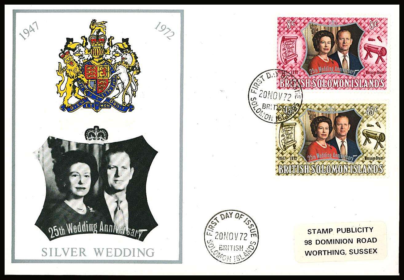 Royal Silver Wedding set of two on a small neat colour First Day Cover.