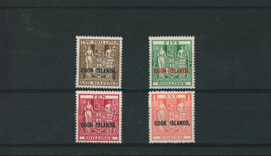 Postal Fiscals watermark Single NZ and Star on Cowan thick, opaque paper fine very, very lightly mounted mint complete set of four with each just having a mere trace of a hinge!<br/>SG Cat £250
<br/><b>QQL</b>