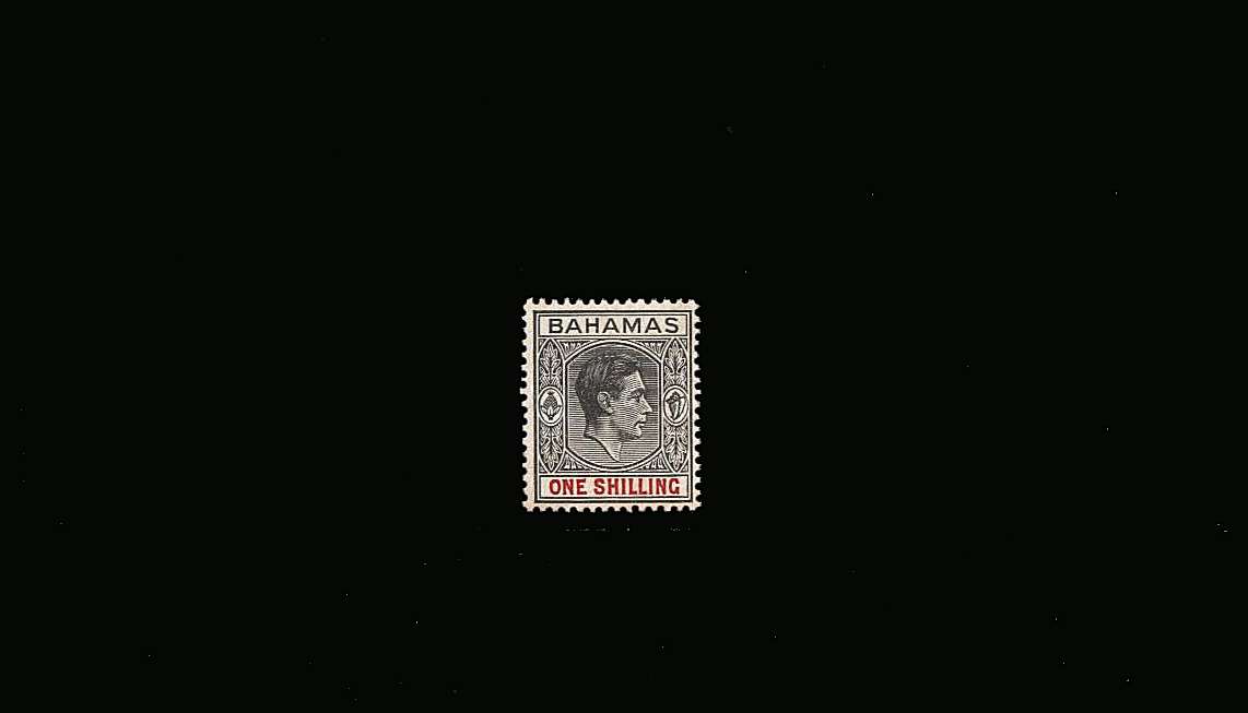 1/- Grey-Black and Bright Crimson - Ordinary Paper<br/>
A superb unmounted mint single with a very feint tone area on gum mentioned for accuracy..<br/>SG Cat £20