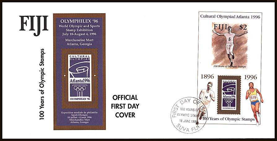 Centenary of Modern Oytmpic Games <br/>on an unaddressed illustrated First Day Cover