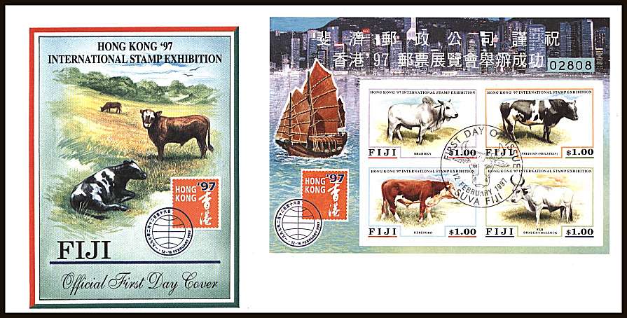 ''HONG KONG '97'' Stamp Exhibition - Cattle<br/>on an unaddressed illustrated First Day Cover