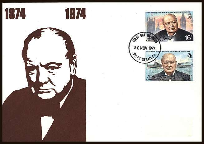 Churchill set of two on an unaddressed illustrated First Day Cover.