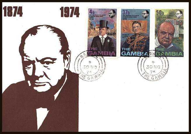 Churchill set of three on an unaddressed illustrated First Day Cover.