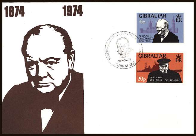 Churchill set of two on an unaddressed illustrated First Day Cover.