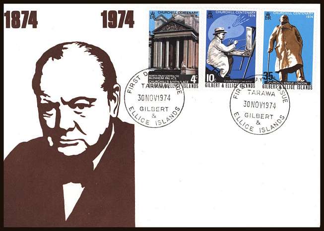 Churchill set of two on an unaddressed illustrated First Day Cover.