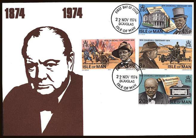 Churchill set of two on an unaddressed illustrated First Day Cover.