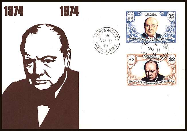 Churchill set of two on an unaddressed illustrated First Day Cover.