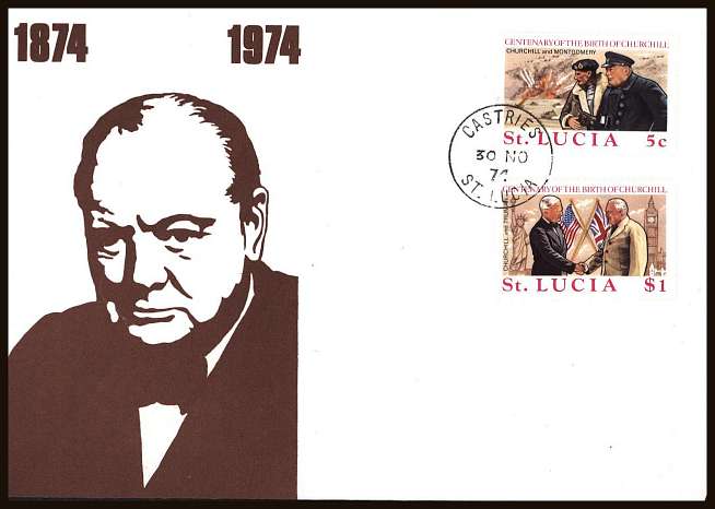 Churchill set of two on an unaddressed illustrated First Day Cover.