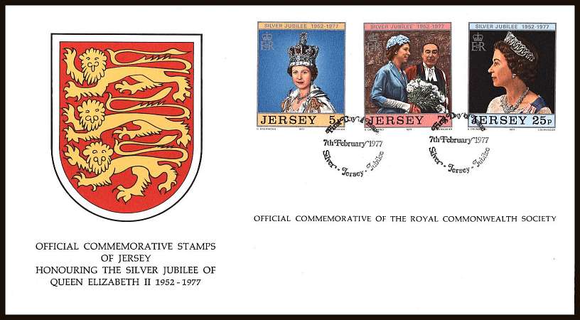 Silver Jubilee set of three on an unaddressed colour illustrated First Day Cover.